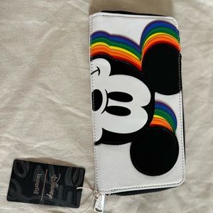 NWT Loungefly Rainbow Mickey Mouse Zip Around Wallet
